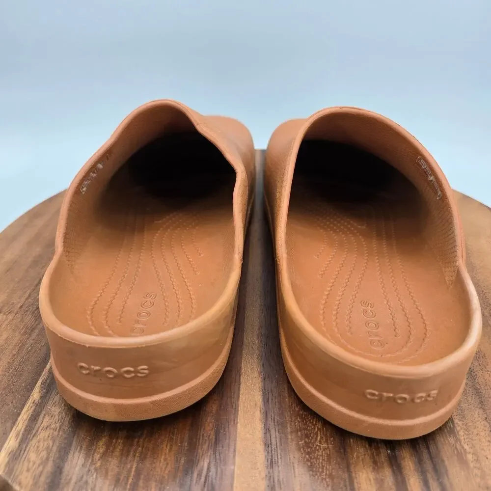 Crocs Dylan Clogs Shoes Mens 10 Cognac Brown Slip On Comfort Mules Casual